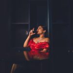 Malavika Sreenath Instagram - Red lips and wine sips for this season🍷💋 Concept & styling : @amritha_lakshmi___ @styledby_al_ Photographer : @premsampaul Mua : @sreegeshvasan_makeupartist @bridalmakeup_by_sreegeshvasan Costume : @alank.co Jewellery : @goodwillcollectionskerala Location : @azora.hotels Special thanks : @muzammilmooza