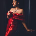Malavika Sreenath Instagram - Red lips and wine sips for this season🍷💋 Concept & styling : @amritha_lakshmi___ @styledby_al_ Photographer : @premsampaul Mua : @sreegeshvasan_makeupartist @bridalmakeup_by_sreegeshvasan Costume : @alank.co Jewellery : @goodwillcollectionskerala Location : @azora.hotels Special thanks : @muzammilmooza