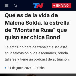 Malena Solda Instagram - ¡Una sorpresa! Gracias por la crónica (no dice su autor/a, quién la escribió)
Gracias @beluguivarela por avisarme que había salido.
La 📸 es de la talentosa  @alejandralopezfotografa, por supuesto