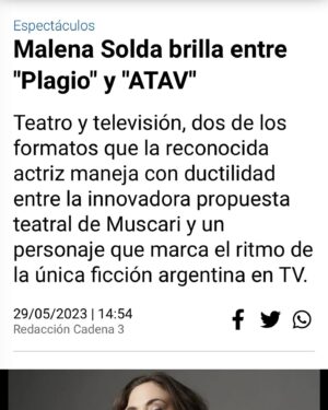 Malena Solda Instagram - Segundo fin de semana de “Plagio” y unas notas hermosas   ¡La primera critica! (⭐️⭐️⭐️⭐️⭐️)
@agenciaab  @inesestevezin @plagioteatro @josemariamuscari 
Gracias, @agenciajorgegalli