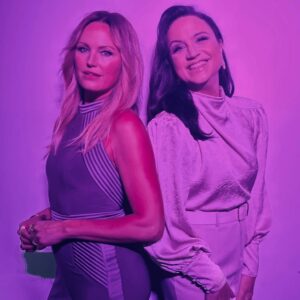 Malin Åkerman Instagram - My wonderful cohost and I shining in a purple aura 💜 So excited to host tomorrows #eurovision semi final 1 💫 @thepetramede