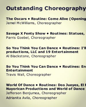 Mandy Moore Instagram - Congratulations to all the Outstanding Variety/Live Choreography Nominees!!! So proud to be a part of an incredible community that makes amazing work! Well done @jemelmcwilliams @parrisgoebel @alblackstonechoreo @traviswall @jeffersonyadrianita ❤️