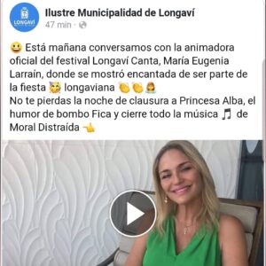 María Eugenia Larraín Instagram - Animacion del festival de LONGAVI CANTA 2020... no se lo pierdan hoy!!!
@munilongavi
#festivales 
#verano