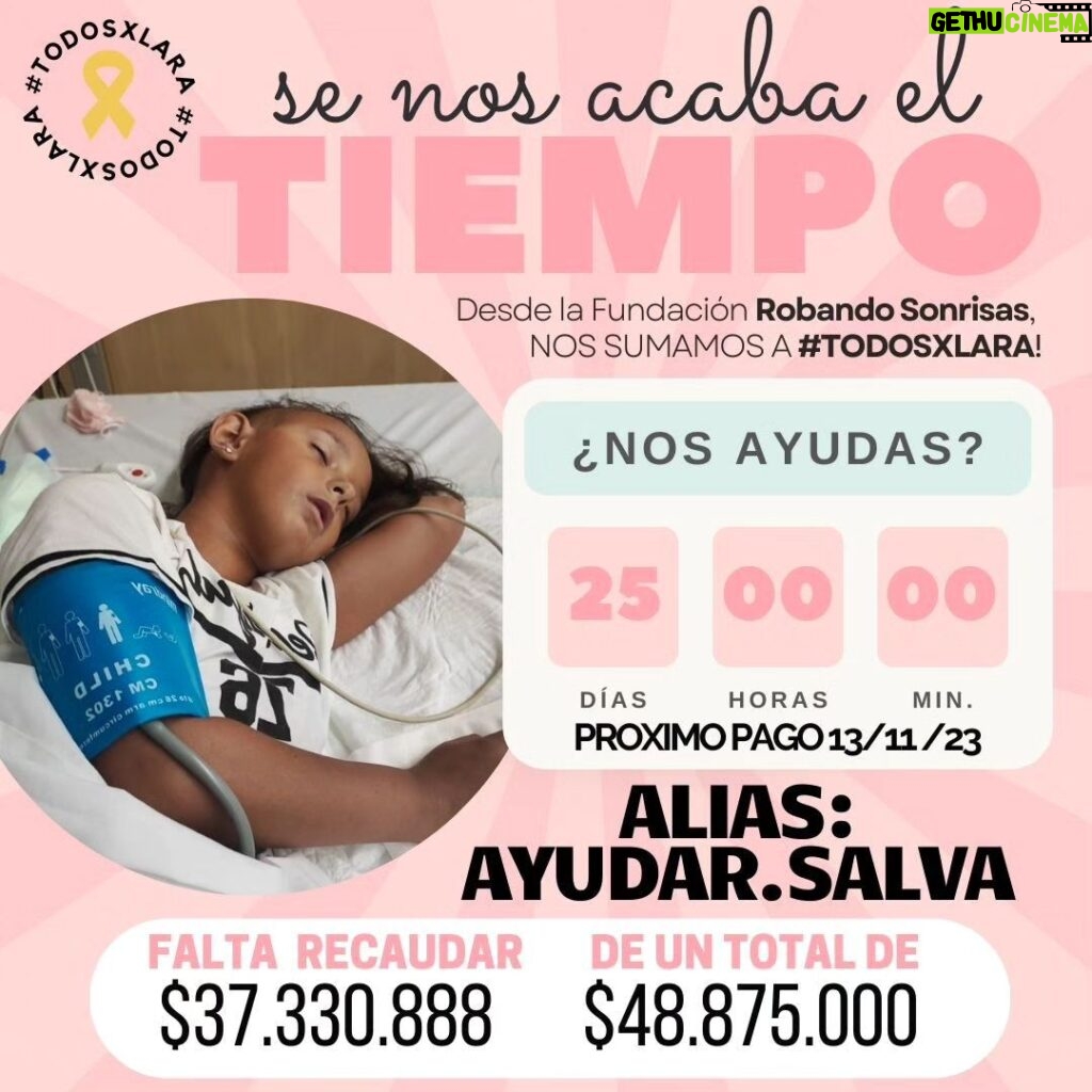 María Valenzuela Instagram - CLARO QUE SE PUEDE Y VAMOS A PODER !!!! Y GRACIAS A USTEDES A SUS DONACIONES Y DIFUSIÓN!!! 🚨EN ESTOS DÍAS HENOS LOGRADO RECAUDAR $11.544.112 falta muchísimo todavía pero vamos a lograrlo genteeeee!!!!! ESTAMOS FELICES !!!♥️ TODOS POR LARA ❤️ AÚN FALTAN $37.330.880 SIGAMOS DONANDO Y DIFUNDIENDO ;HAGAMOS VIRAL EL CASO 🙏🥹 DONÁ LO QUE PUEDAS AL ALIAS AYUDAR.SALVA , ayudemos a Lara a VIVIR NOS QUEDAN 25 DÍAS!!!♥️🚨