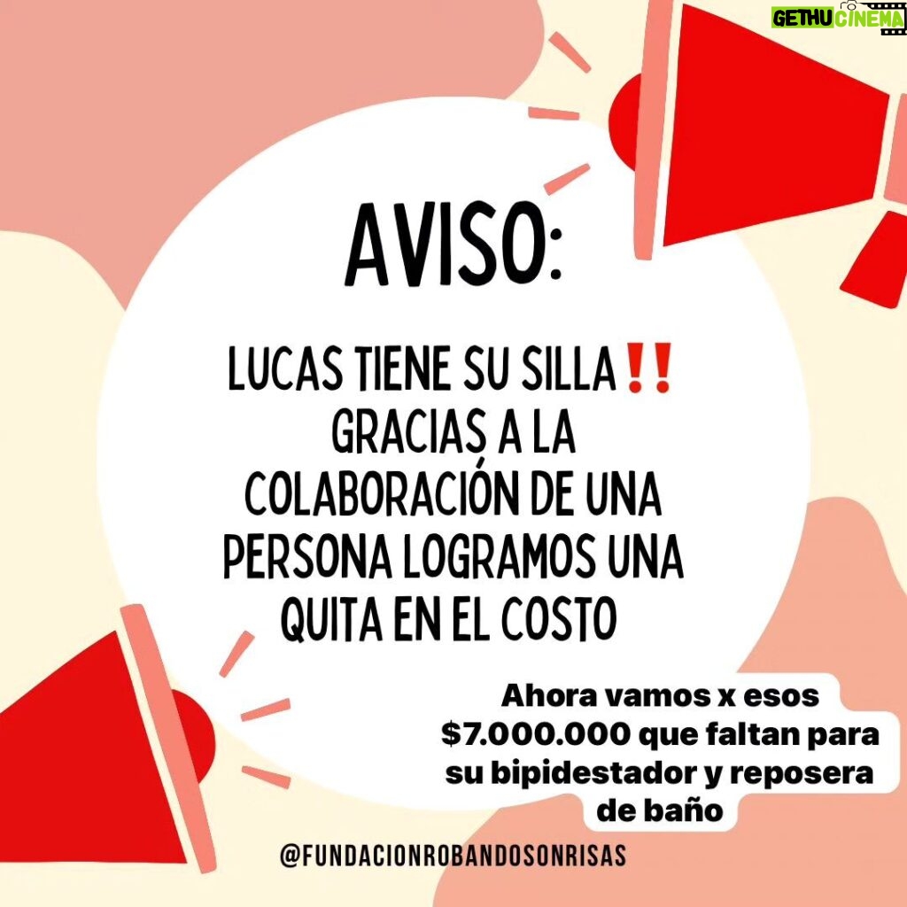 María Valenzuela Instagram - Gracias a una persona conocida que no quiere que se diga su nombre se consiguió la silla! Gracias ❤️ Ahora vamos por los $7.000.000 que faltan. Difundan para llegar a más gente. Para donar, el Alias es: AYUDAR.SALVA Gracias a todos ❤️