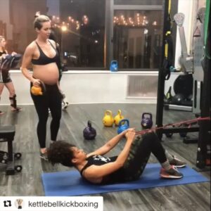 Margot Bingham Instagram - Today, a pregnant woman kicked my ass AGAIN 😜 👏🏾👏🏾 @kettlebellkickboxing what a rockstar you are! Who run the world?? 🧚🏽‍♀️