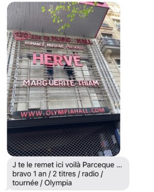 Marguerite Thiam Instagram - On a joué à L’Olympia… C’est hors du temps. Merci à mon équipe @coridaparis @abenthing d’avoir changé ma vie. 1 an de concerts et on termine dans la salle la plus mythique de Paris. Merci évidemment à @hervemusique pour cette chance. C’était un live fragile et unique à la fois. Merci @howalioudoing de m’accompagner dans cette aventure qui n’aurait jamais eu le même goût sans toi. ❤️ Le projet sort dans qq semaines et j’ai hâte! 

Merci à @mm6maisonmargiela & @haroldnakam pour les tenues! 💜

photos: @paulinebajzak