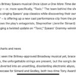Mari Madrid Instagram - To say we got to reimagine Toxic with @thejennifersimard, Adam Godley and the company of @onemoretimebway is the Christmas wish we didn’t know we needed, but here we are. Thank you for the feature @billboard. Peep slides 3-6 to hear some thoughts on creating this including taking some cues from working with Billie. Also yes they do this (and more) 8x a week and yes go get your butts over at the marquis theater to see the whole thing. Cast in this number: Stepmother @thejennifersimard, Narrator Adam Godley, Belinda @ahillarsen, Betany @tesssoltau, Belle @livbattistaa, Rapunzel @gabriellebeckford, Esmeralda @pauline.casino, Sleeping Beauty @ashleychiuchiu, Gretel @seleneharo, Clumsy @nathanlevy, Red Riding Hood @justicemoore_, Prince Erudite @rysteele, Goldilocks @dianavaden, Princess Pea @morganweedwhitley, Little Mermaid @laurenzakrin Creative team Music: @britneyspears Book: @hartmere Music director: @backeys Orchestrations: @olmsteady @mstine27 Vocal Arrangements: @nadiadigiallonardo Music supervisor: @vaccariellopatrick Costume Design: @lorenelstein Scenic Design: @annafleischle Sound Design: Andrew Keister Wig Design: @nikiyamathis Projection Design: @svenortel Lighting Design: @kennethalanposner Film: @ellisgram Associate choreographer: @isidrorafae1 Associate director: @jv_mercanti Creative Consultant: David Leveaux Director/Choreographer: @_marimadrid @keonemadrid
