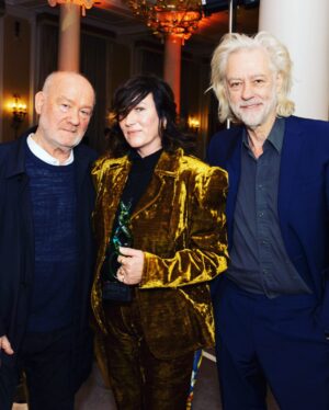Maria Doyle Kennedy Instagram - I was given an award last week for making things and it’s a beautiful thing(made in Kildare but I’m not sure by whom?) and it was an unexpected and lovely day. 1-the lovely thing 2- my husband was proud of me 3- Bob Geldof (who also got an award) made a brilliant speech and was charming af 4- I asked Vince Power to put in a loo a bit nearer to the dressing room in the Mean Fiddler in order to avoid the pre-show Pee-ing in a jar when your show is packed 😊😊😊😊
Thanks @businessposthq #GlobalDiaspora
