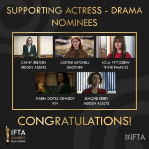 Maria Doyle Kennedy Instagram - Thanks very much for the nomination @iftaacademy and for all the #ifta love peoples. Honoured to be in the frame with these gifted women, totally honoured, their work is just brilliant. And a gigantic virtual hug to my fellow KIN folk on 13 nominations. ( occasionally crime does pay) ❤️x