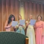 Marie Osmond Instagram - My grandson, Christian, was baptized this last month. He came up to me and said, "Grandma, I think you’re famous. Are you?" I replied, "Well, only because I’m your grandma!"🥰 He then asked me if I would sing with his beautiful Mommy, Nana, and Aunt Sarah (Claire's sister), a song for him on his special day. I had so much fun singing with these beautiful women. Thought I’d share a little bit with all of you.❤️