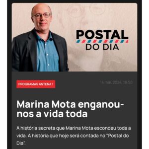 Marina Mota Instagram - Caro @luis.osorio.oficial, deixo-lhe um abraço com o mesmo carinho com que escreveu a meu respeito. Dei conta, que nem eu saberia descrever-me tão exacta e profundamente. Não me refiro, obviamente, ao que opina sobre mim enquanto artista ou atriz, isso não consigo avaliar, mas sim enquanto Mulher, Pessoa, Gente.
Quero que saiba que lhe fico grata por este retrato.
Mais um abraço
Obrigada
@teatropraga
@cgardens @andre_e_teodosio
#teatro #parquemayer #fado