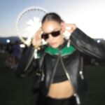 Marina Bastarache Instagram - Coachella Day 2 🖤 Outfit: - sunnies @ferragamo_official_store - coat and shorts @revolve - bag @re.tyche @gucci - boots @hm