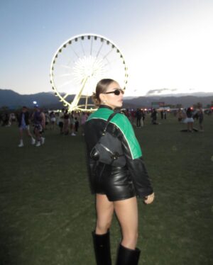 Marina Bastarache Instagram - Coachella Day 2 🖤

Outfit:
- sunnies @ferragamo_official_store 
- coat and shorts @revolve 
- bag @re.tyche @gucci 
- boots @hm