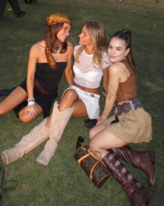 Marina Bastarache Instagram - COACHELLA DAY 1 🤠 the girls are girling! Outfit details - boots @revolve - skirt @HM - belt @revolve - top @ssense - bag @re.tyche