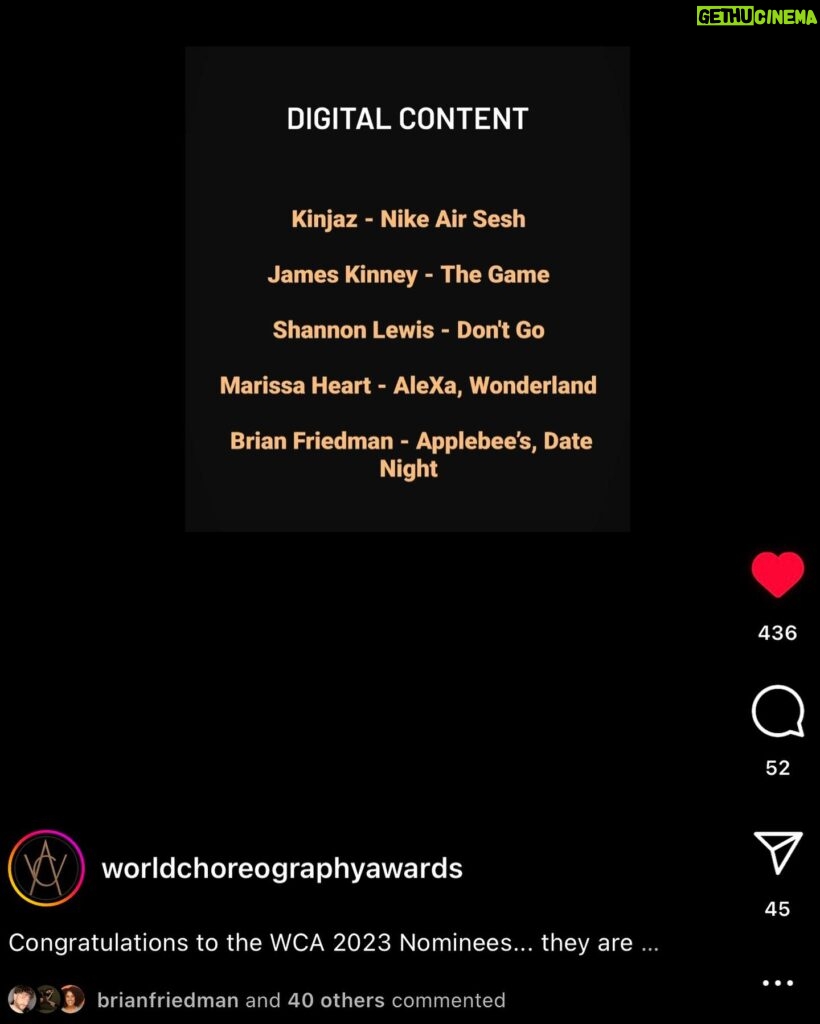 Marissa Heart Instagram - Honored is an understatement 🤍🥹 Thank you @worldchoreographyawards for the nomination for my choreography in “Wonderland” by Alexa ! & to be nominated alongside some of the most powerful and inspirational choreographers I’ve looked up to since I was a little nugget is overwhelming in the best way 🙏🏻 Thank you to my incredible @iartistent family for supporting me and believing in me since I was a little bubba ! A huge thank you to @ryanparma for directing this baby - we have wanted to work together for YEARS and this was a true dream creating together ! ✨ Another huge thank you to my stunning dancers @skyfasa (who workshopped this choreo with me 🫶🏻), @lindsayfulton, & @rachaelannhall for their professionalism and talent. & thank you to @danceon for producing this & for asking me to choreograph this visual. So incredibly grateful for each and every one of you. I know this is just a nomination.. but this means so so much to me. I have the biggest dreams and have been pursuing them since I can remember.. this is one step closer to them and I am so grateful xx 🥹🥹