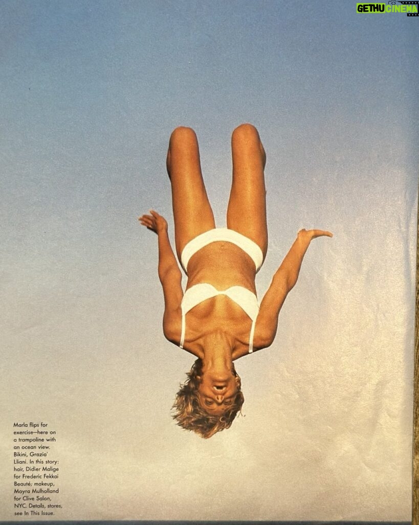 Marla Maples Instagram - Somethings never change 🙃 Vogue 1996 thank you @annieleibovitz for creating this moment of joy together for the spa issue ✨ #wellnessjourney #inversions #trampoline #love