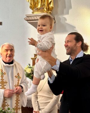 Maya Stojan Instagram - What a beautiful experience christening our baby boy in an old Swiss church full of history. I love knowing that Jesus will be with Leo on this journey. 
A huge thank you to his Godfather @davidbrenner for making it all the way from San Diego and to his Godmother @sicuranzaluisa who’s been my best friend for over 30 years! 
Cheers to my loving husband @toddclever for being open minded to my spiritual beliefs and being bold enough to read a passage in french in front of everyone (he doesn’t actually speak the language)! 
And a massive thank you to my parents for organizing it all. It truly was very special! ♥️🙏🏽