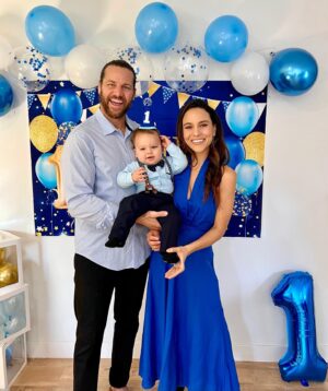 Maya Stojan Instagram - On January 6th we celebrated Leo’s 1st birthday! And on his first birthday, shortly after his party, he gifted us with his very first few steps. Leo has impeccable timing, a true comedian. He’s also a musician and very athletic but more on that later.
He loves all things water related and inspecting kitchen cabinets is his favorite pastime.
I love this little man more than anything! What can I say, he’s Mr. ONEderful. 💙