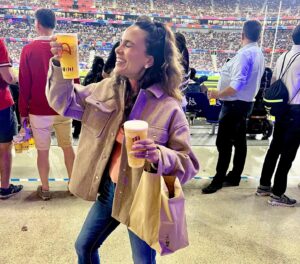 Maya Stojan Instagram - Loved every bit of our Lyon Rugby World Cup adventures with Grandma and Grandpa! 
So grateful to my husband for giving me the best Rugby experience. I now more or less know the rules! 
#rugbyworldcup2023france