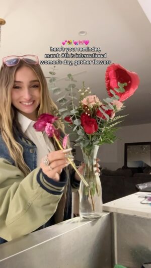 McKenzi Brooke Instagram - She deserves them🩷 don’t forget #women #flowers #nationalwomensday #love #girlfriend