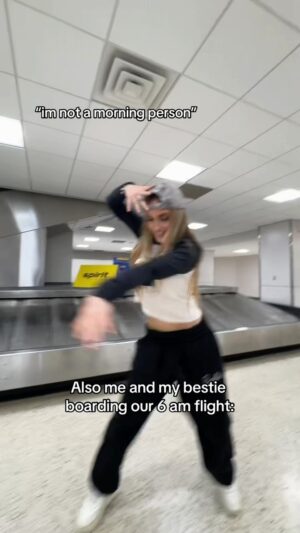 McKenzi Brooke Instagram - Early morning flights just hit different 😂 @nickbencivengo @spiritairlines #dance #friends #bestie #airport #flight #music4miles