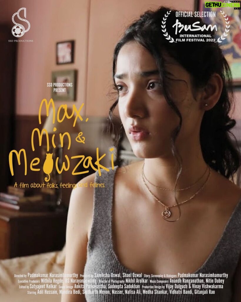 Medha Shankar Instagram - Presenting to you the *Min* in ‘Max, Min And Meowzaki’. Meet Minara Hussain🤍 She’s empathetic and strong, broken and whole, a lover at heart and a fighter in spirit… all in equal measure. She’s as real as they come! Our film, ‘Max, Min And Meowzaki’ is premiering at the Busan International Film Festival 2022. #busaninternationalfilmfestival #officialselection #biff #worldpremiere #MaxMinAndMeowzaki #healing #relationships #forgiveness #cats @ssoproductions @iamsameksha @itsshaeloswal @theopeniris @sidmenon1 @_adilhussain @mandirabedi @nafisaalisodhi @vidhatribandi @kameelanasser @elisha_mayor @mithila.hegde @tyagi_monika @thezerothdraft @rohitdubey1918