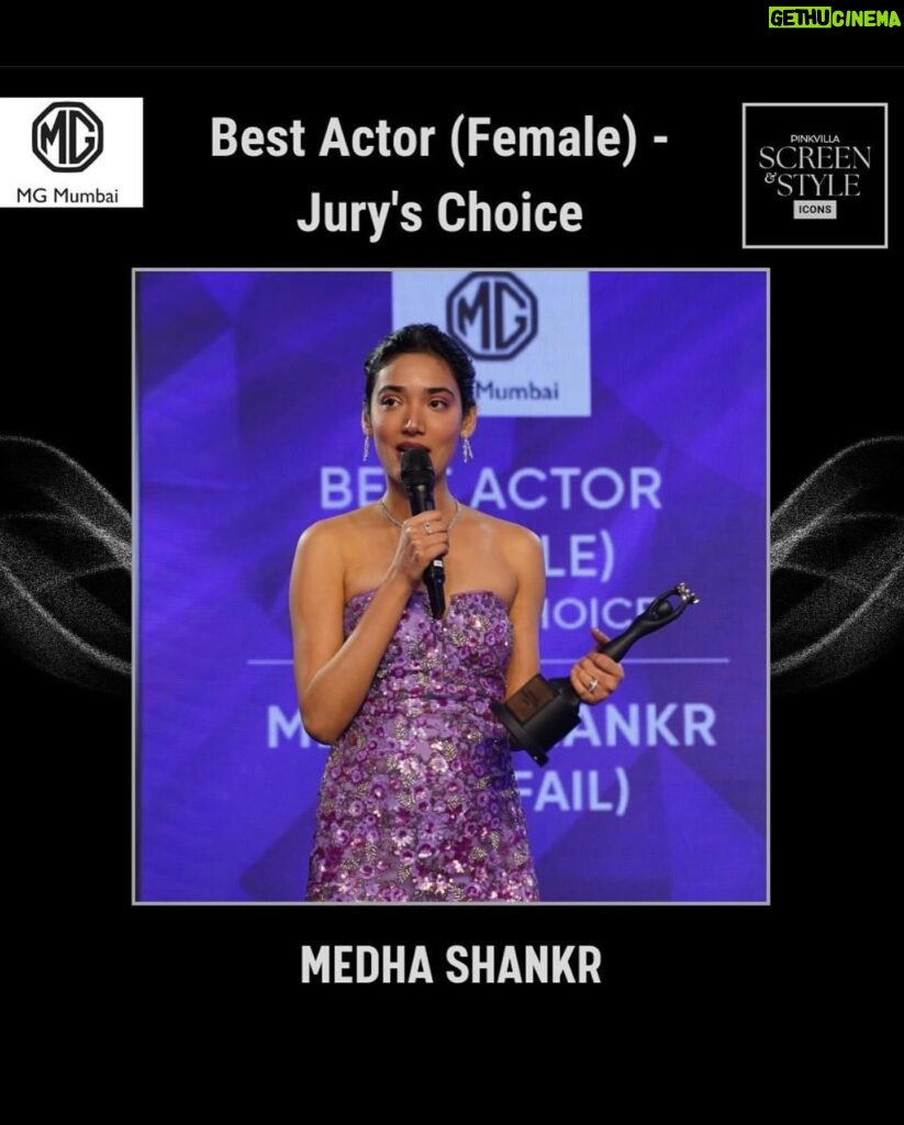 Medha Shankar Instagram - ‘Best Actress Jury’! Wow, this is huge! Thank you for the honour, @pinkvilla 💜 This one’s for my 12th Fail team and you guys! Thank YOU for making our film what it is today, and for giving me soooo much love! I love you all🫶 . . . Gown : @geishadesigns Jewellery : @asmotiwala Style : @khyatibusa @theartistsproject Heels : @oceedeeshoes Fashion Assistant : @riddhidoshi01 HMU @makeupwali @hairbysurekhan 📸 @siddhant_singhvi
