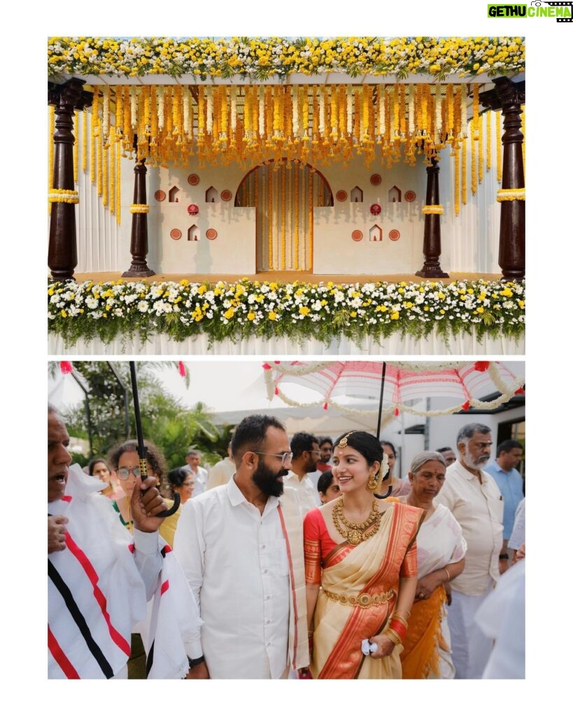 Meetha Raghunath Instagram - Having a traditional Badaga wedding is something I did not anticipate. Falling in love wasn’t something I anticipated either, but I did. So the Badaga wedding that followed was just a beautiful celebration of that. A “Madhil” is an arc like structure which is a sacred space in every traditional Badaga household. Though we didn’t get married in a hatti (a Badaga village) we wanted to do something that felt quite close to our culture for the wedding. Being the artistic geniuses of the house, my mom came up with the idea of the Madhil and the decor surrounding it and my sister designed the whole thing. They worked out everything from the colour palettes to just how it should look. So much of the wedding was an art project of sorts for all of us, but more about that later. Finding love is divine timing, but the ability to recognise love when it presents itself before you, and having the courage to embrace it is one of the qualities I’m most grateful to the universe for blessing me with. Long story short, I fell in love and got to have a beautiful wedding, it being a traditional Badaga wedding was just a fun added bonus. Thank you @dhanusiyaviswanathan from @dreamday_designers for helping us execute our idea in the most efficient and passionately dedicated way as possible. @vasanthphotography @weddingsbyvasanth 🌻