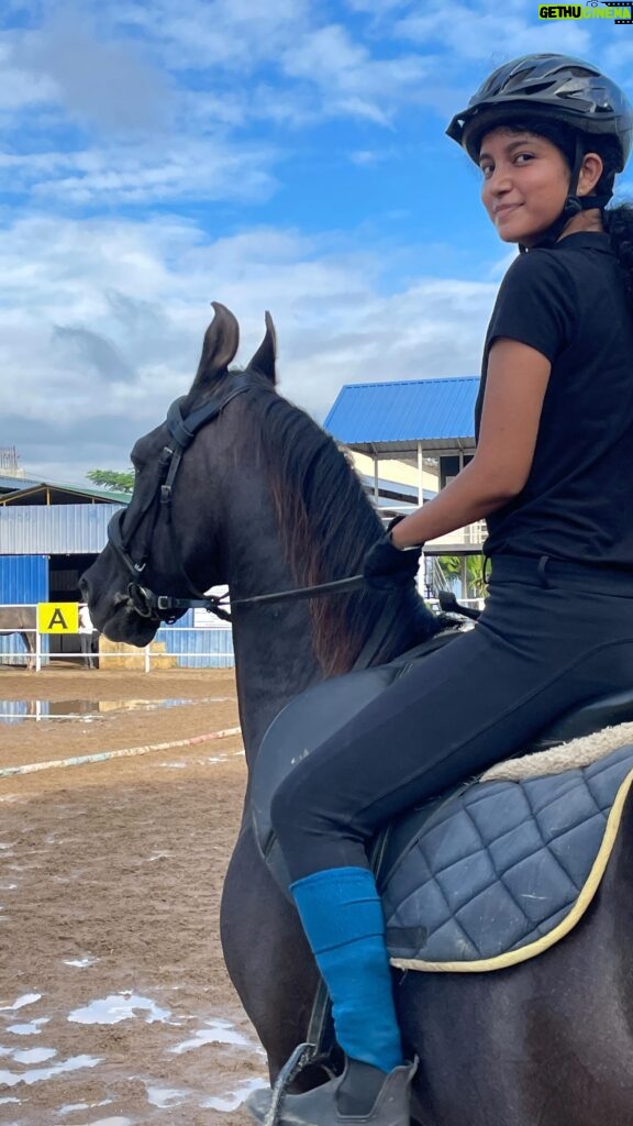 Meetha Raghunath Instagram - I was born loving horses. It is a feeling I have never been able to explain. Big story, Anamika and Kit-Kat were the first horses in my life and I was five. Everyday of that one year in kindergarten, I would gallop day in and day out. A year so clearly etched in my heart. I unfortunately didn’t have the opportunity to continue after that. For twenty years I’ve carried the feeling of wanting to ride a horse within me. At 26, I got on a horse to ride again, as an absolute beginner and it made me so happy. When you grow older you begin to think it’s too late to follow your heart. You don’t know if you can actually do all that you’ve always wanted to do. Can you afford it? Will your body cooperate? Most people who are going to help you learn a skill are now younger than you. Kids decades younger than you are the professionals and you’re the beginner, aren’t you gonna be embarrassed when you fall, when you make mistakes? All of us go through these questions before we begin learning something after a certain age. But if there’s one thing I’ve learnt in the last couple of years, it is that, if your want to learn something is greater than all these trivialities that your mind throws at you, you will learn it no matter what. Nothing else matters. If you ever think it’s too late to start something, it’s not. We deserve to do what makes our heart happy. I hope we can slowly build a world where everyone has opportunities to follow their hearts 🌻🤍 Thank you @team.equinedreams and Issac ( @just_get_high_with_me )for helping me begin. I sure have a long journey ahead. But to have that you have to first start, don’t you?