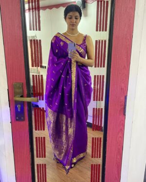Meetha Raghunath Instagram - It was wear your grandmother’s saree to work day 💜

Ft. @purvaraghunath ‘s favourite song that I have now appropriated as my own new favourite song :p