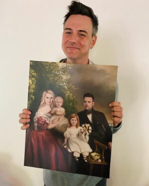 Megan Hilty Instagram - This Father’s Day I had this super casual portrait made of our family for the most loving father out there! Thank you to @popartyoushop for creating such an awesome gift. You really captured us in our every day element! 😂 We love you, @brianggallagher! 🧡
