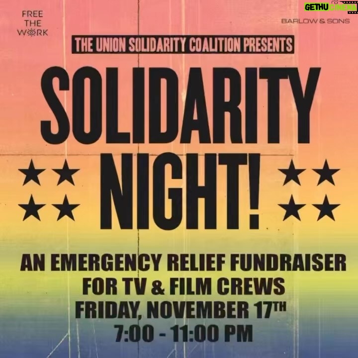 Megan Boone Instagram - The @sagaftra strike is over!! But the UNION STRONG love affair has just begun. JOIN US FOR A NIGHT OF SOLIDARITY / FUN / BONDING (whatever you wanna call it, hot stuff) Entry, food & drinks FREE for IATSE & TEAMSTERS! Friday 11/17 DANCING DRINKS FOOD TRUCKS LIVE PERFORMANCE BY @RAMY YOUSSEF & @ILANA GLAZER AND SPECIAL GUESTS HOSTED BY @BENSTILLER & @JEREMYOHARRIS MUSIC BY DJ @DEDELOVELACE Let’s help our crews as we all celebrate getting back to work. An Emergency Relief Fundraiser for Film & TV Crews benefiting MPTF RSVP for the address and tickets at tuscfundraisernyc.rsvpify.com @tusctogether #UnionStrong #WGAstrike #sagaftrastrong