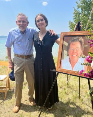 Megan Boone Instagram - We memorialized my Grandma Kay D today. I read this poem by Sharon Olds & told stories with family on this beautiful lake. 🦀 Happy Summer Solstice, Kay 🌞