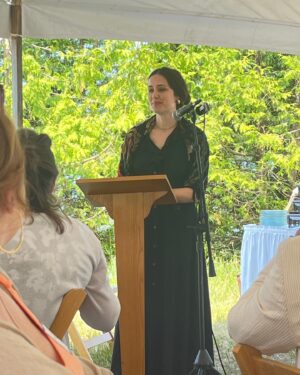 Megan Boone Instagram - We memorialized my Grandma Kay D today. I read this poem by Sharon Olds & told stories with family on this beautiful lake. 🦀 Happy Summer Solstice, Kay 🌞