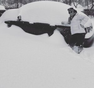 Megan Follows Instagram - The car is in there some where #snow #shovel #exhausting #putyourbackinit  #joyride