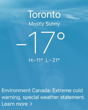 Megan Follows Instagram - Oooohhh the suns out! Look on the bright side. Bundled up for a walk. #weatherwarning #sunshine #eye #canadianwinter #vitamind #cold