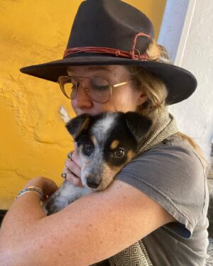 Megan Follows Instagram - Puppy love. A four legged friend. Not mine, just snuggled with her. #adoptadog #womansbestfriend #mansbestfriend