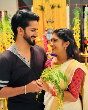 Megha Mahesh Instagram - So here’s most awaited Vishu post of #sanjulachu💕💕 
Another year, another Vishu together ❤️🧚 
.
Happy Vishu to you and your loved ones 💛💛
.
.
.
.
.
.
.
.
.
.
.
.
.
.
.
.
.
.
.
.
 - [ ] #meghamahesh #reels #reelsinstagram #instagram #trending #viral #explore #love #instagood #explorepage #tiktok #reelitfeelit #india #follow #photography #sanjulachu💕 #reel #instadaily #followforfollowback #reelsvideo #likeforlike  #like #fashion #memes #foryou #reelkarofeelkaro #music  #instagramreels #lachu