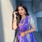 Megha Daw Instagram - 💜✨ Outfit: @sampurna_dey_100 🫶 Make up and hair: @makeup_artist_amit 🫶 #meghadaw #bijoyadashami #traditionalwear #durgapujo2023