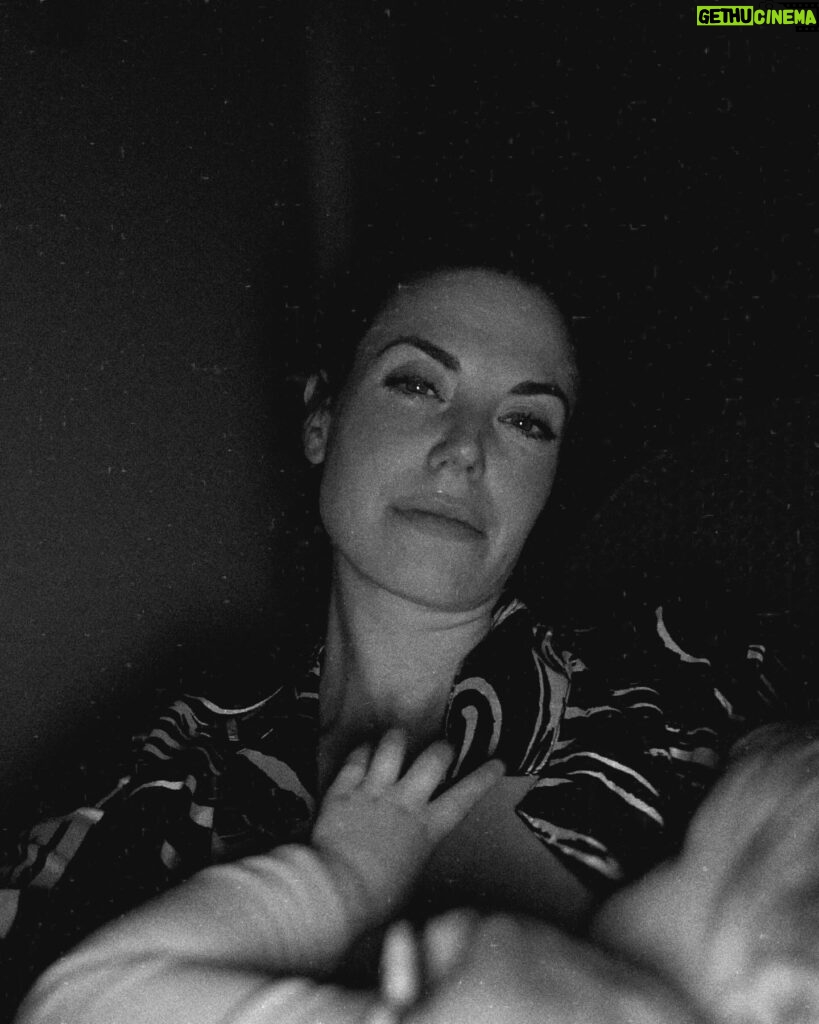 Meghan Ory Instagram - Same dark room…failing miserably at weaning and sleep training. Send chocolate. 🤪 #momlife