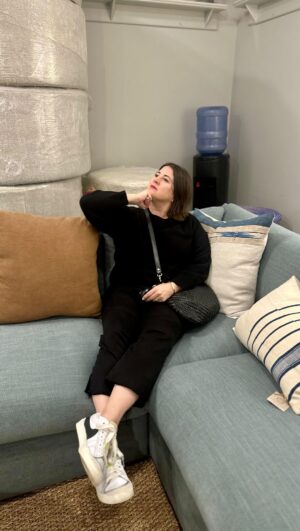 Melanie Paxson Instagram - Is this just my Friday mood or did I pick out the best couch fabric ever?! All thanks to @celadonhome 🏡 
Are you ready?✨

#melaniepaxson #disneydescendants #disneyactress #charleston #homedecor #home #chs #family