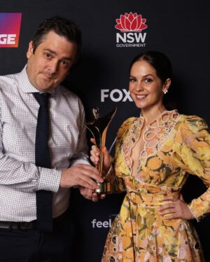 Melanie Zanetti Instagram - Had a blast presenting a couple of awards at the @aacta today with @natalie.tran 🤍and @officialblueytv took home its 4th consecutive AACTA for best kids Television program! 🧡✨
Huge thanks to - 

Dress @acler ✨
Hair @hairdressers_diary 
Make up @annabelbartonbeauty 
Jewelry @_mimco
Hot date @zoe_ventoura
