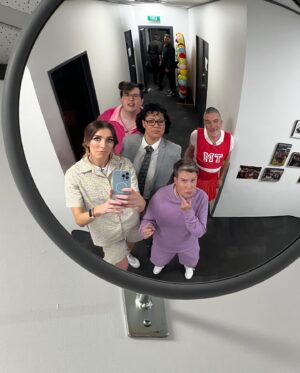 Melanie Bracewell Instagram - Taskmaster was one of the greatest experiences I’ve ever had. I love this amazing group of people. What a joy. No spoilers on the final result, just us on the final record day at Jeremy Wells house, where I had a 6am flight the next day and didn’t sleep. Also he had a box of fancy sunglasses for some reason. Thank you to everyone who watched, it’ll be available in Australia tomorrow on Binge!