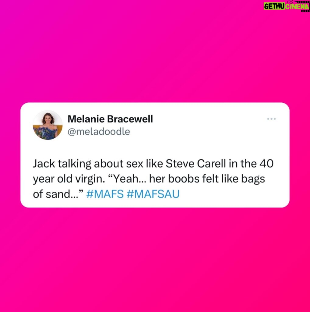 Melanie Bracewell Instagram - I finally watched an episode of #MAFS live, I’m back with the hot takes.