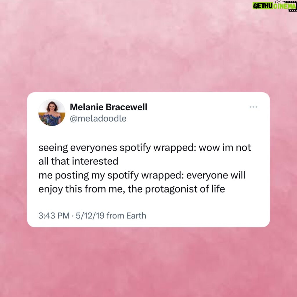 Melanie Bracewell Instagram - It’s that time of year again #spotifywrapped