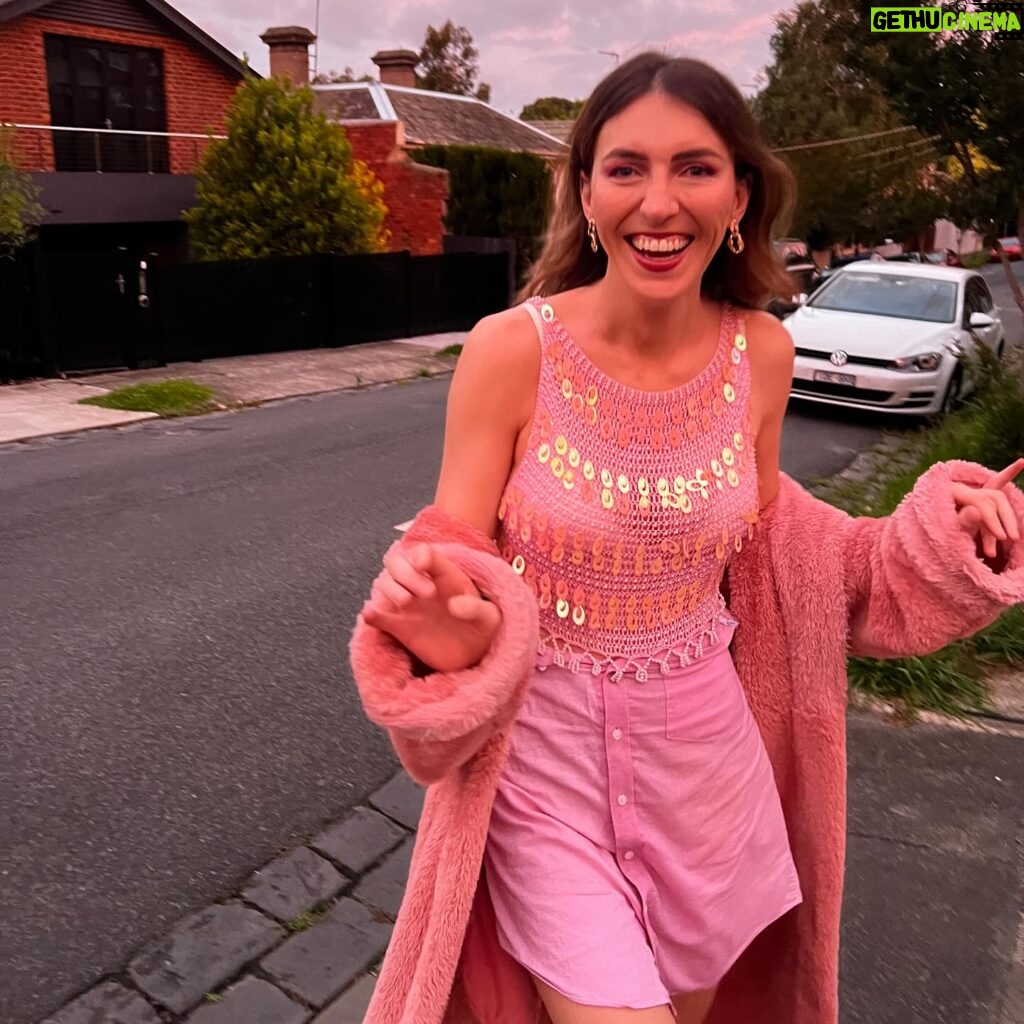Melanie Bracewell Instagram - The dress up theme was “Extravaganza on a budget” so I’m wearing op shop shirt, op shop men’s shirt turned into a skirt and a beautiful fur coat (Kmart dressing gown)