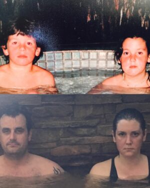 Melanie Lynskey Instagram - Happy birthday to my sweet brother Josh 💖 I wish we lived closer so we could play mafia every weekend. There’s nobody more fun to watch as a mafioso. You are the funniest and the kindest and we all love you so much. I’m sorry you spent most of your last visit with us being attacked by the bird, but like you said it was annoying at the time but very funny now, like lots of things in life. I hope we can keep recreating our grumpy hot tub photo well into our 90s. I’m so proud of you. Happy birthday ❤️ Mel and 🌒
