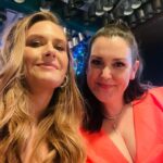Melanie Lynskey Instagram - I am on @magslawslawson , my beloved Poppet’s podcast today @metimewithmaggie!! Because I showed up to the podcast looking absolutely bedraggled, I am not posting a picture from the podcast taping, instead I am posting a picture from one of our fun nights out together when professionals did our hair and makeup. On the podcast we get into a crazy giggle fit and talk about how nobody better interrupt Poppet Time.