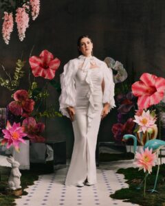 Melanie Lynskey Instagram - I always feel like the most ethereal, most feminine, and sexiest version of myself when I wear @rodarte. This gorgeous dress and cape are all of those things (plus so silky!!) and I felt amazing. Thank you Kate and Laura, you are such loves, your team is so cool and fun and it was such a happy day. As always @bri_face_killa you are the best. Lovely to see @dritch again, always an honour to be photographed by you 💖🌺 The Rodarte Spring / Summer 2024 Portrait Series Designed by @kateandlauramulleavy Photography by: @dritch Styled by: @shirleykurata and @ashleyfurnival Hair by: @tiago_goya Makeup by: @u.z.o for @narsissist (@u.z.o you are so wonderful) Manicures by: @MTMorganTaylor Production Design by: @adamandtinadesign Post Production: @phtsdr Production by: @blondprodn Executive Production by: @nicoleprokes Production Coordinator by: @amandamescudi Production by: @h.ladyyy Shot at Primo Studio @primostudiosla #rodarte